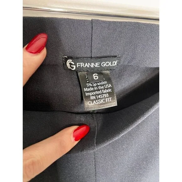 Franne Golde Classic High Rise Straight Leg Stretch Grey Leg-sz6